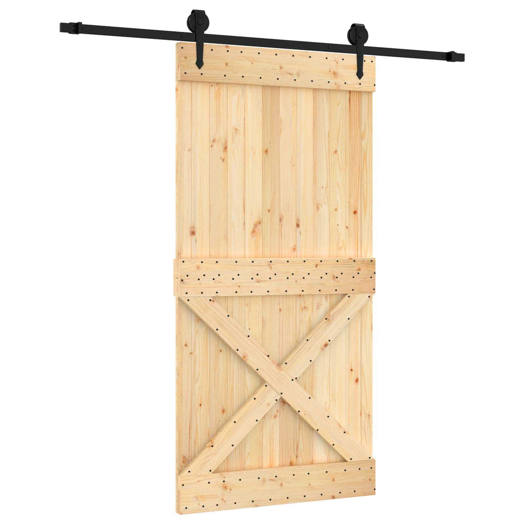 vidaXL Drzwi przesuwne Naturalny i czarny 100 x 210 cm