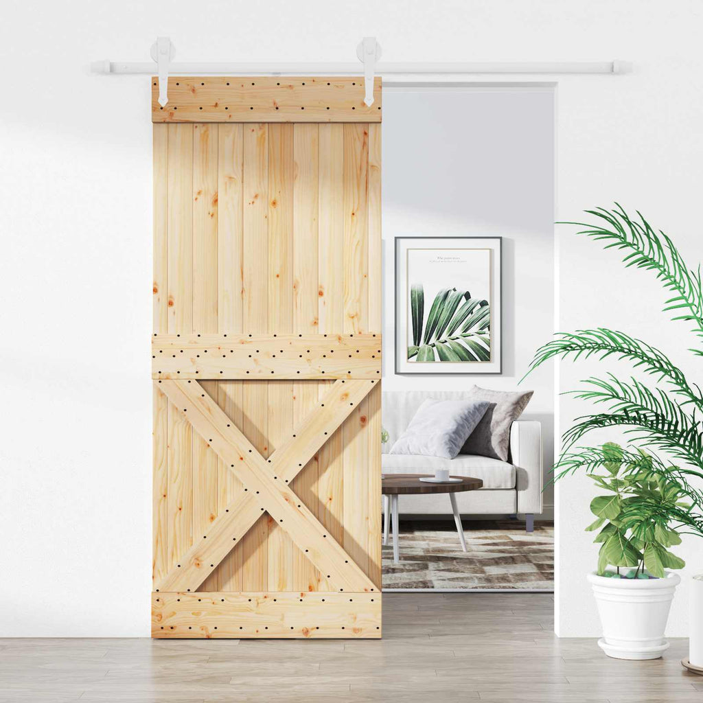 vidaXL Drzwi przesuwne Naturalne i białe 100 x 210 cm