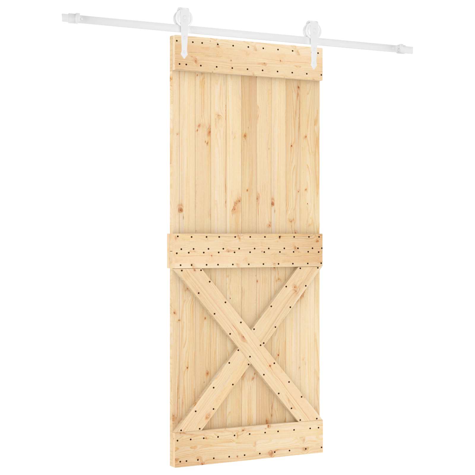 vidaXL Drzwi przesuwne Naturalne i białe 100 x 210 cm