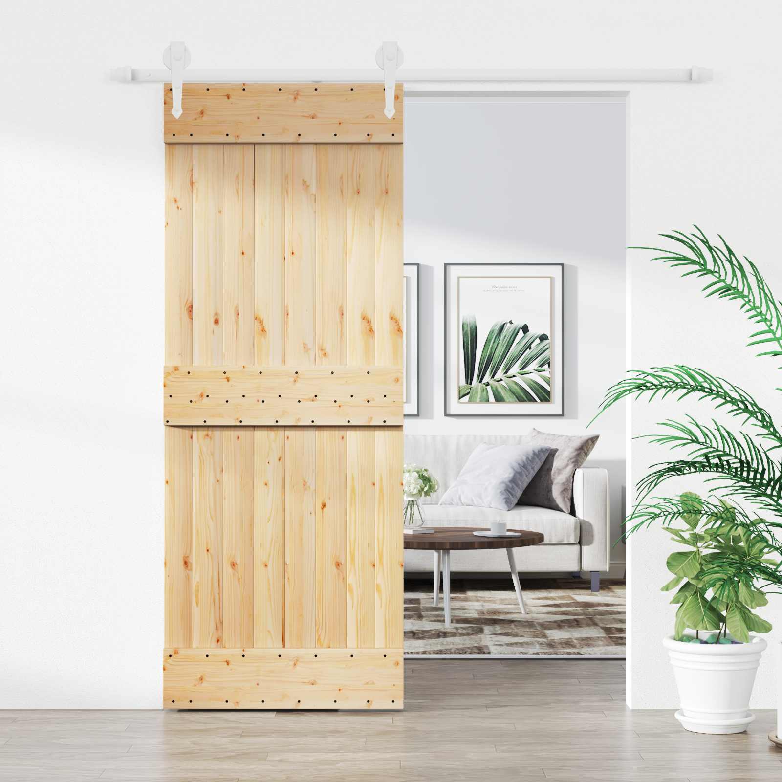 vidaXL Drzwi przesuwne Naturalne i białe 80 x 210 cm