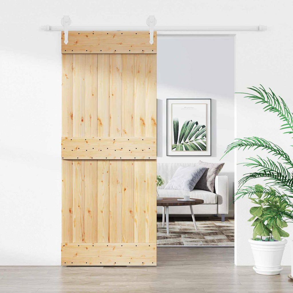 vidaXL Drzwi przesuwne Naturalne i białe 85 x 210 cm