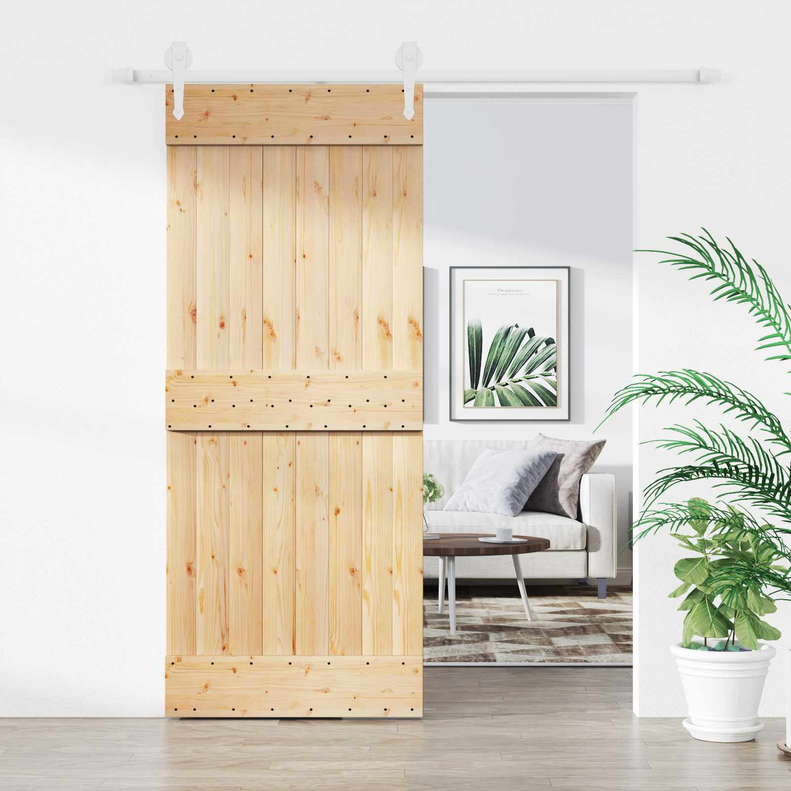 vidaXL Drzwi przesuwne Naturalne i białe 85 x 210 cm