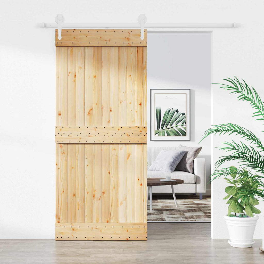 vidaXL Drzwi przesuwne Naturalne i białe 90 x 210 cm