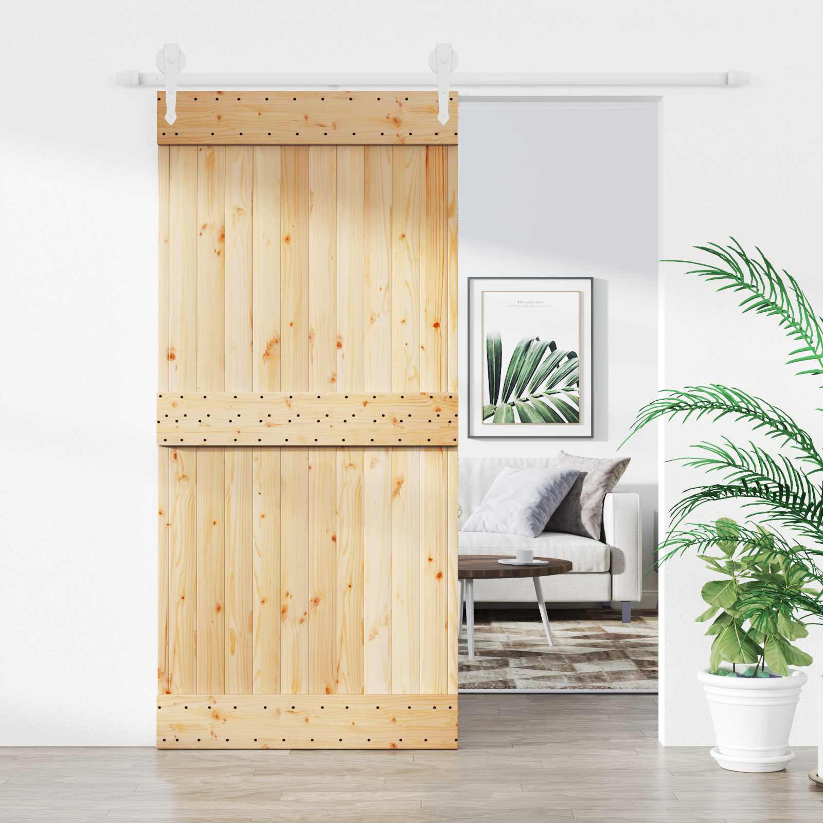 vidaXL Drzwi przesuwne Naturalne i białe 95 x 210 cm