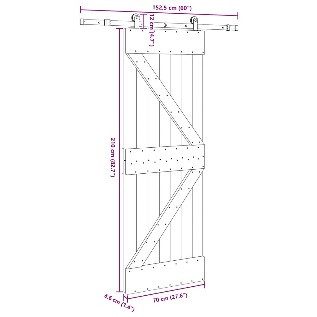 vidaXL Drzwi przesuwne NARVIK 70 x 210 cm (152,5 cm)