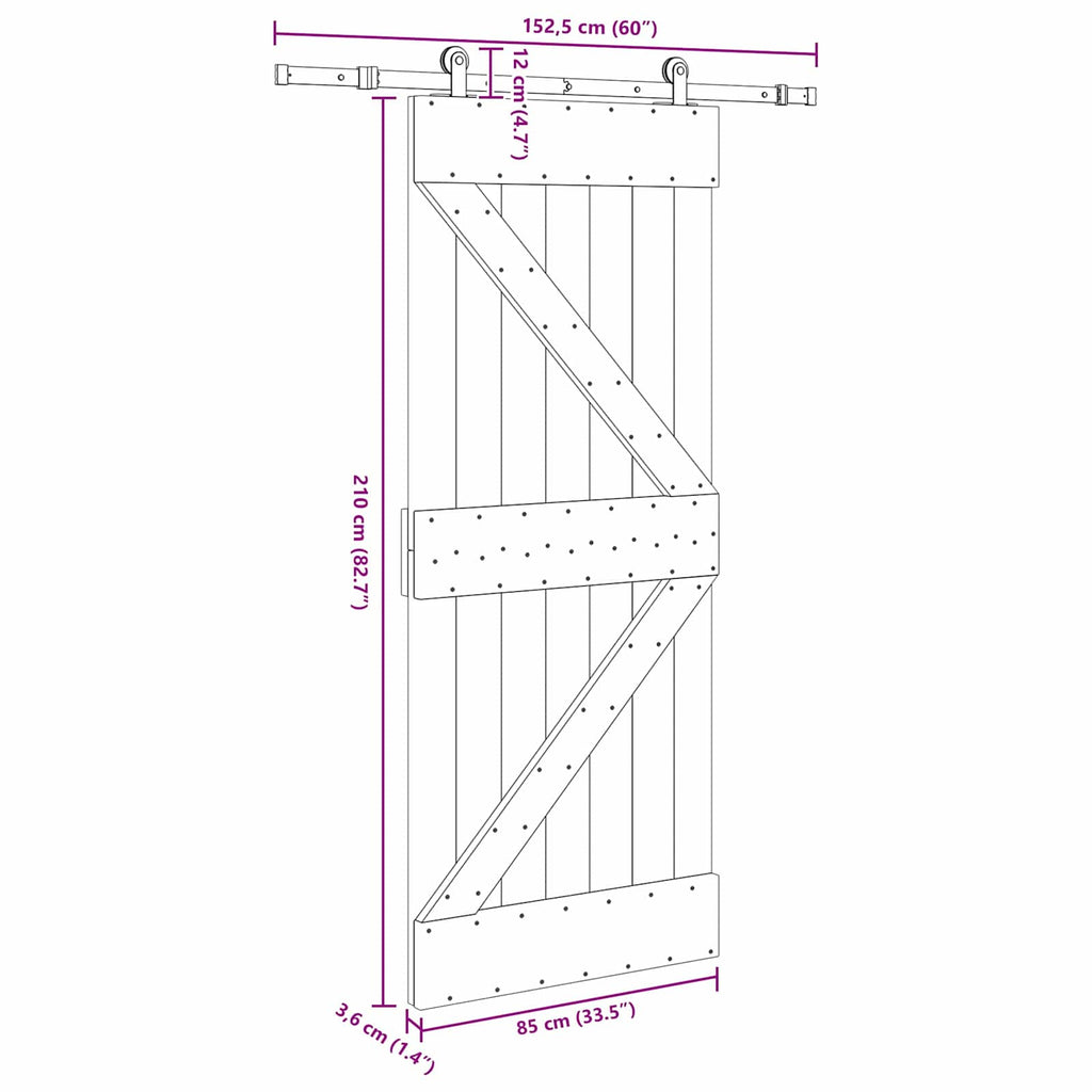 vidaXL Drzwi przesuwne NARVIK 85 x 210 cm (152,5 cm)