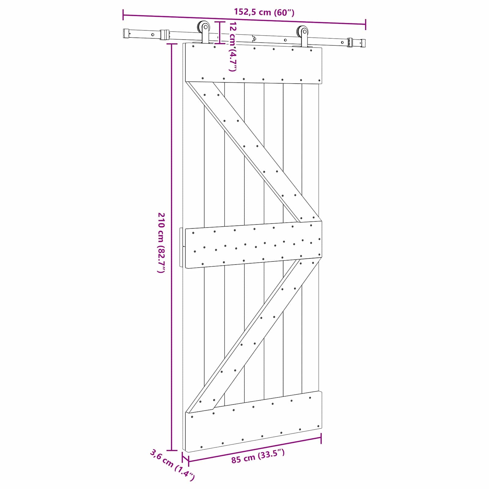 vidaXL Drzwi przesuwne NARVIK 85 x 210 cm (152,5 cm)