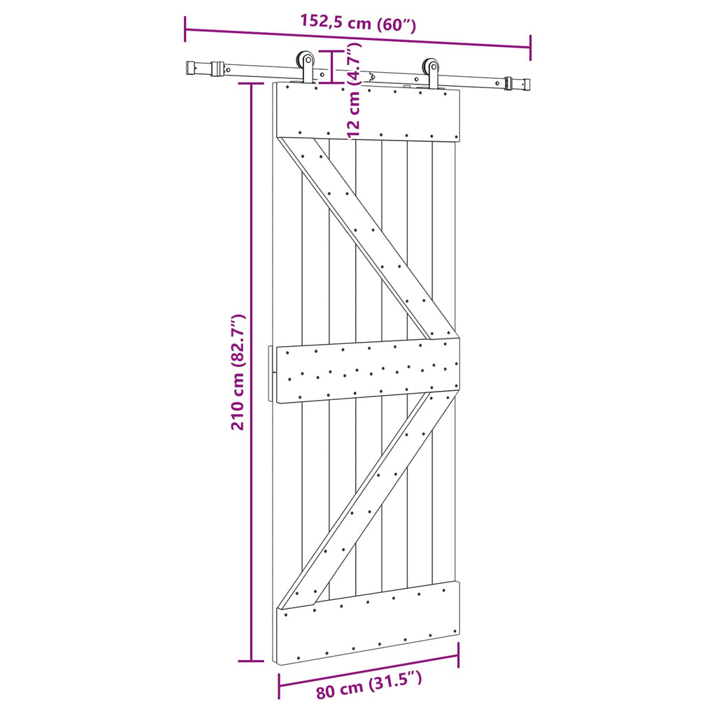 vidaXL Drzwi przesuwne NARVIK 80 x 210 cm (152,5 cm)