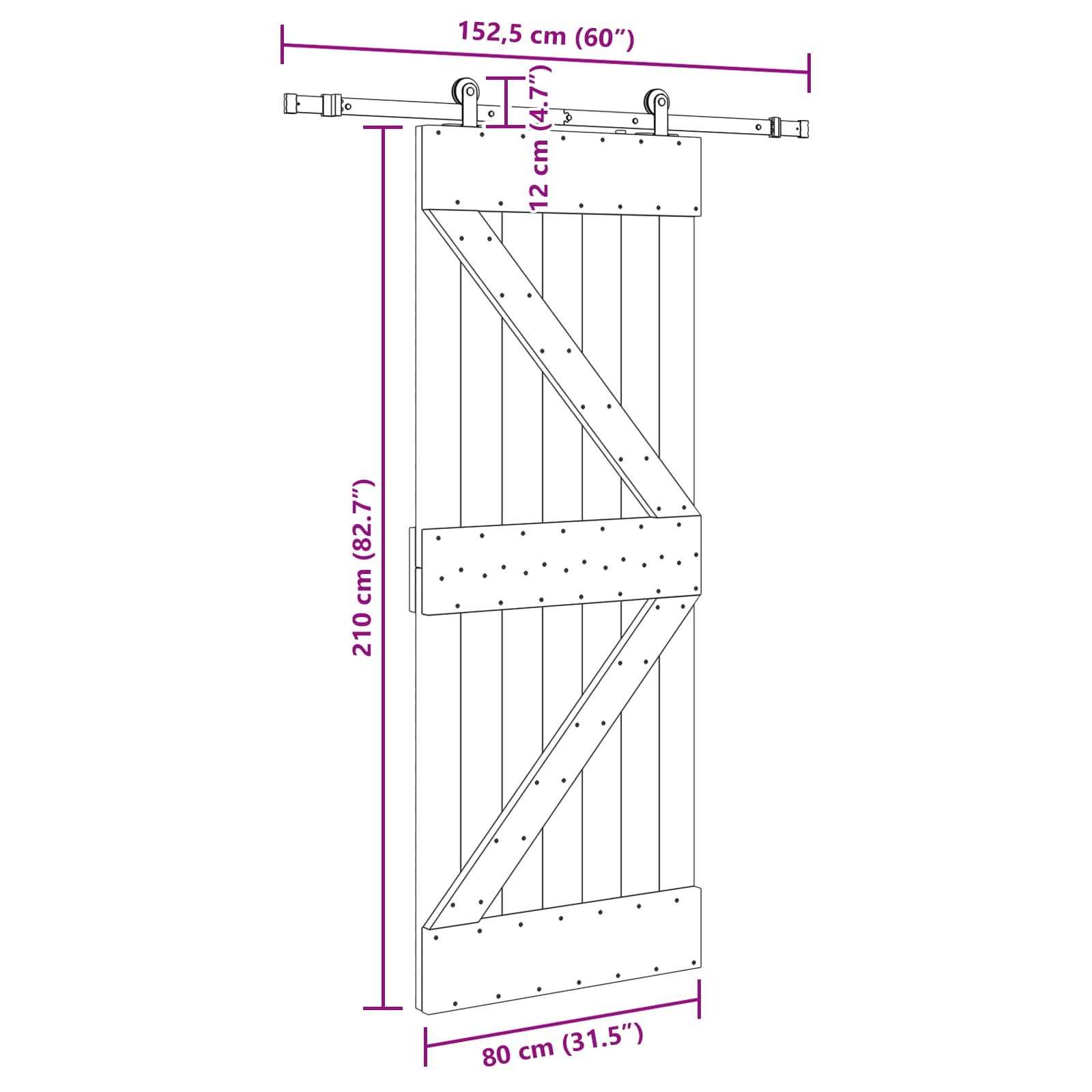 vidaXL Drzwi przesuwne NARVIK 80 x 210 cm (152,5 cm)