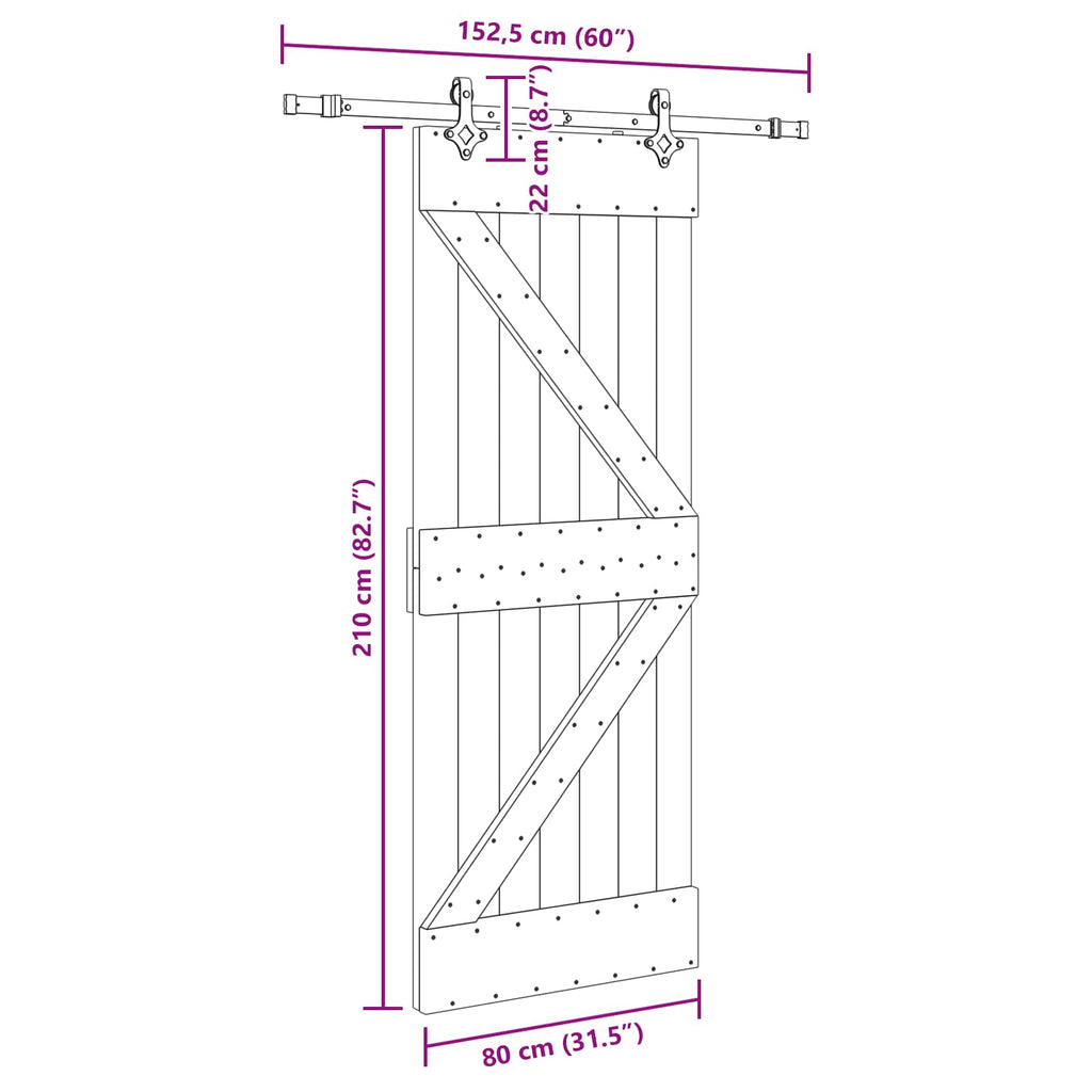 vidaXL Drzwi przesuwne NARVIK 80 x 210 cm (152,5 cm)