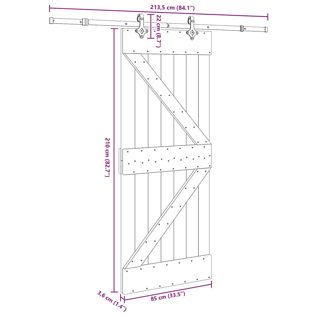 vidaXL Drzwi przesuwne NARVIK 85 x 210 cm (213,5 cm)