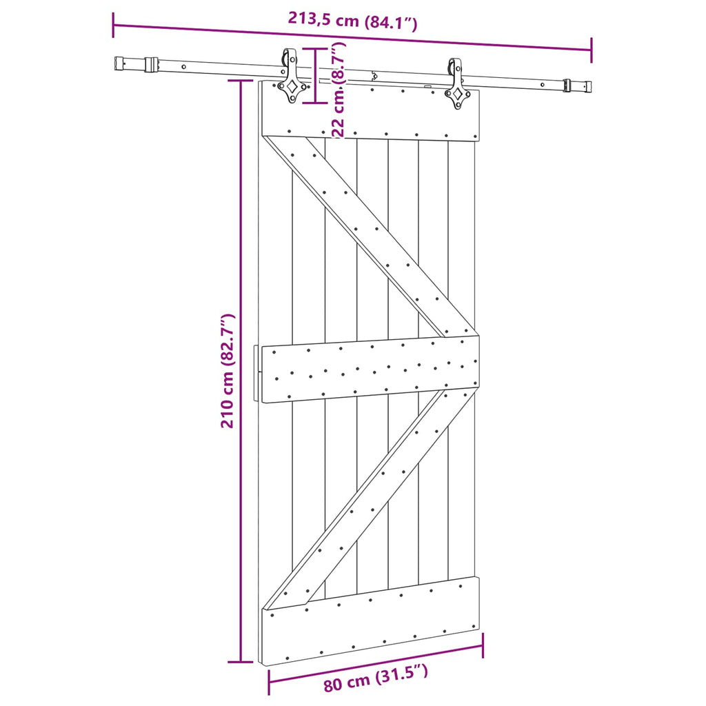 vidaXL Drzwi przesuwne NARVIK 80 x 210 cm (213,5 cm)