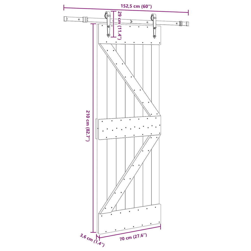 vidaXL Drzwi przesuwne NARVIK 70 x 210 cm (152,5 cm)