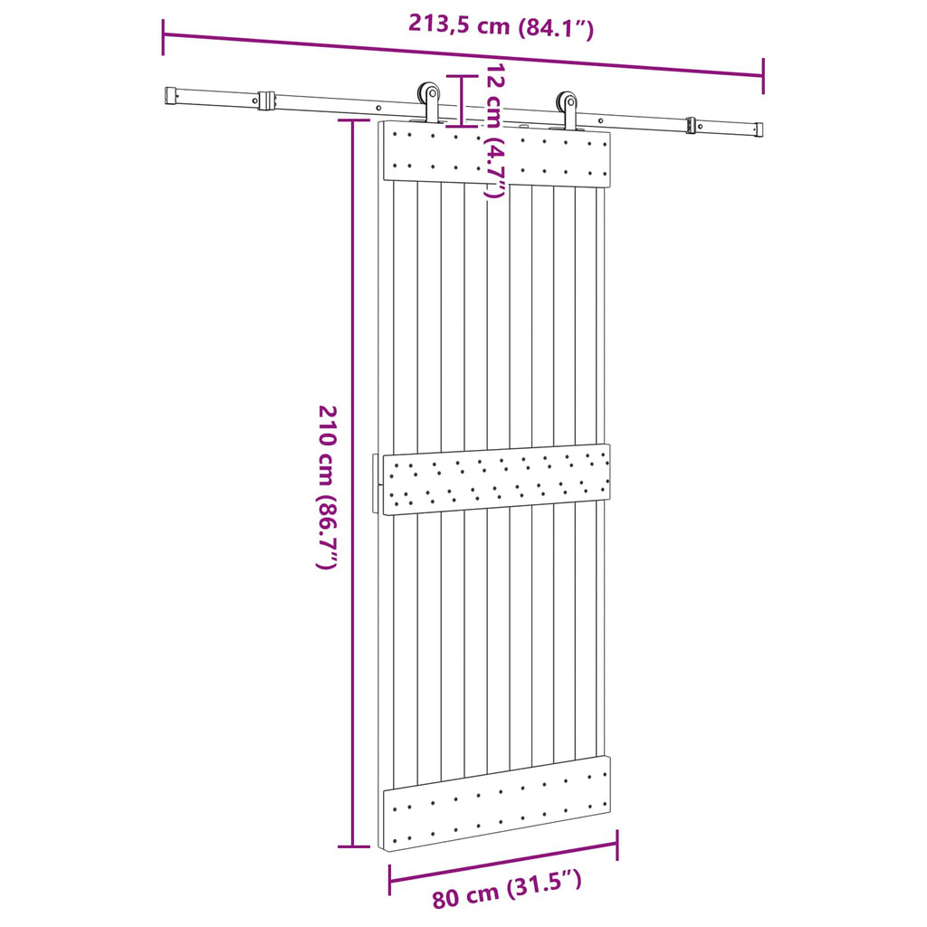 vidaXL Drzwi przesuwne NARVIK 80 x 210 cm (213,5 cm)
