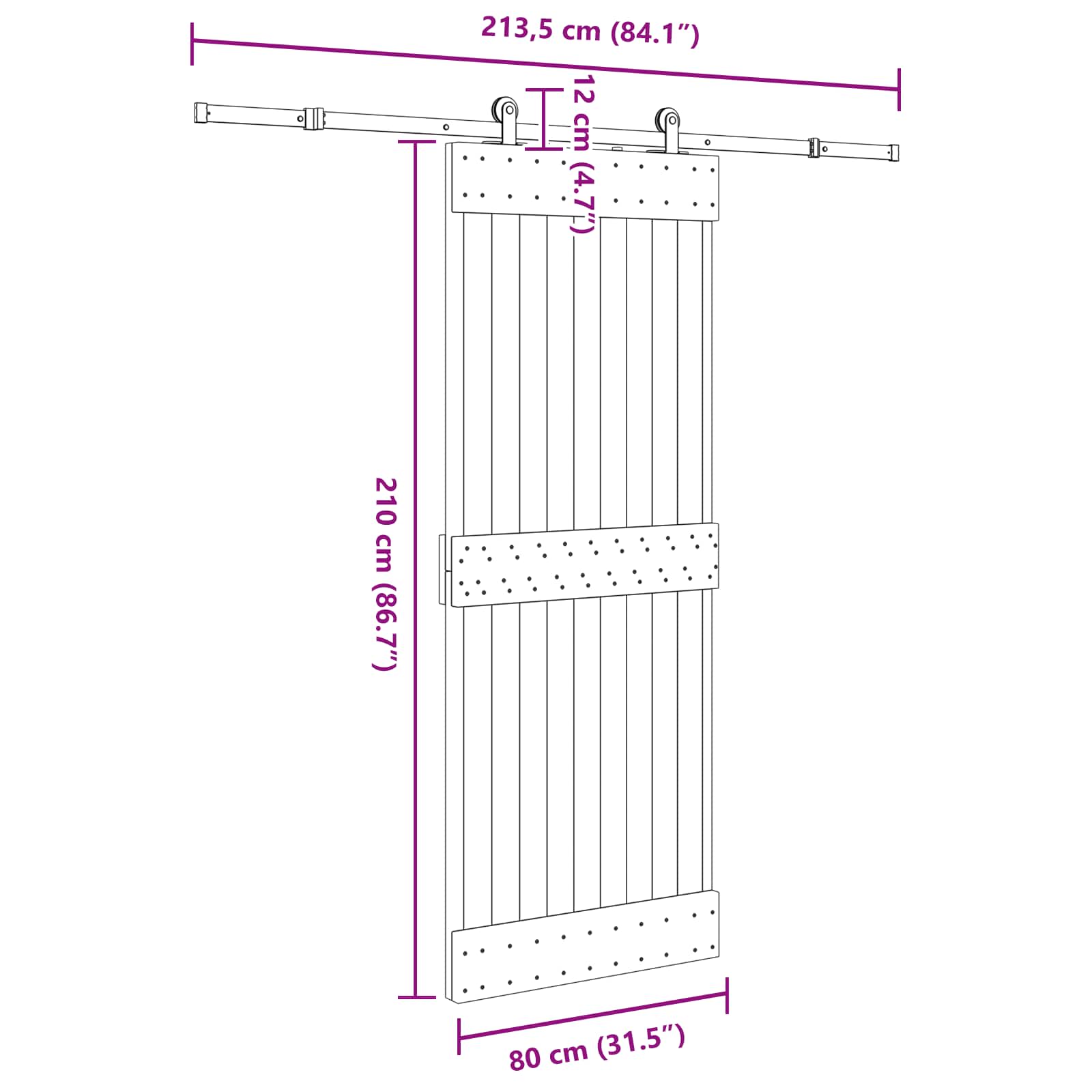 vidaXL Drzwi przesuwne NARVIK 80 x 210 cm (213,5 cm)