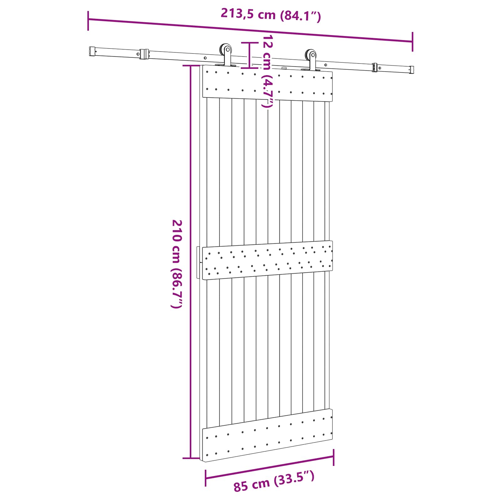 vidaXL Drzwi przesuwne NARVIK 85 x 210 cm (213,5 cm)