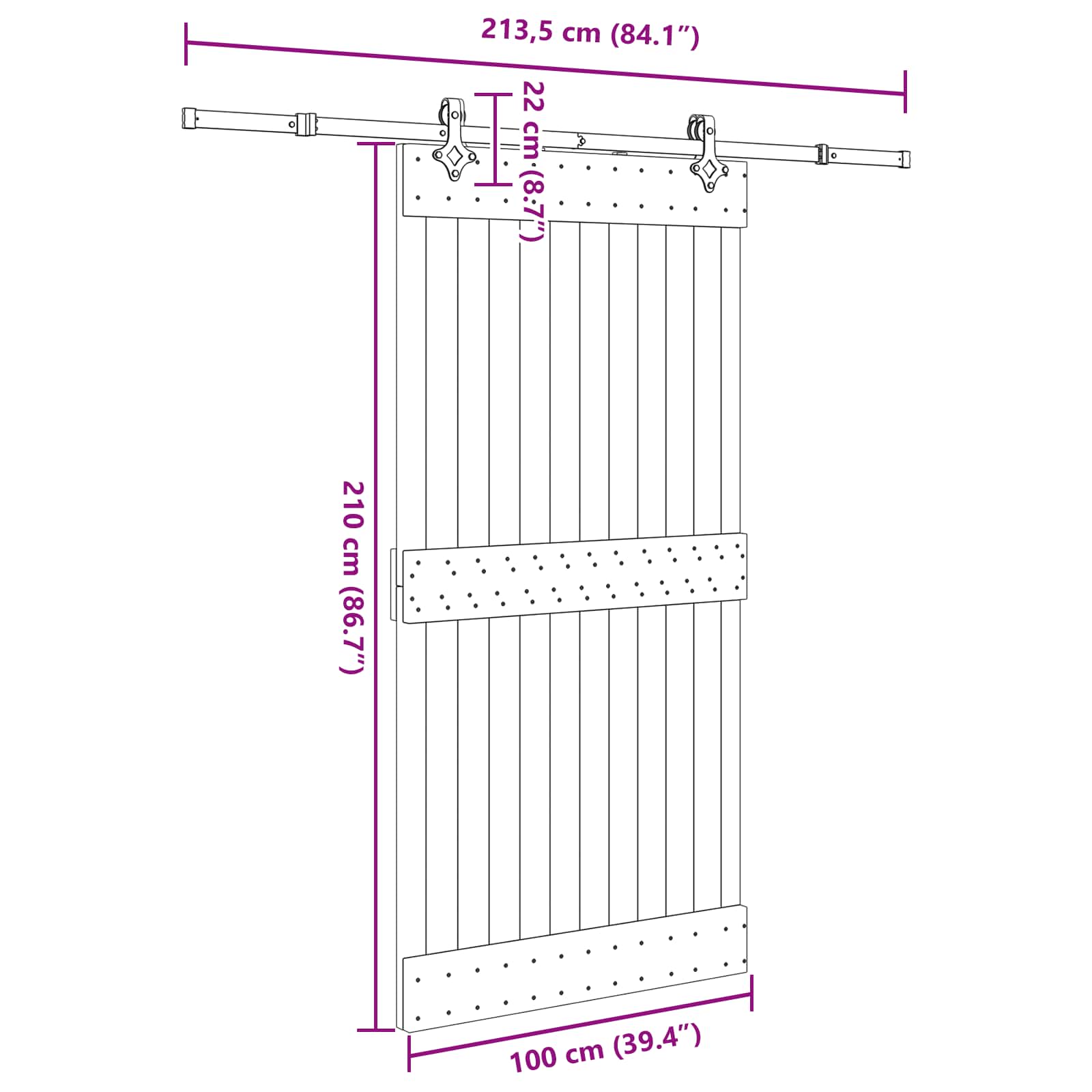vidaXL Drzwi przesuwne NARVIK 100 x 210 cm (213,5 cm)