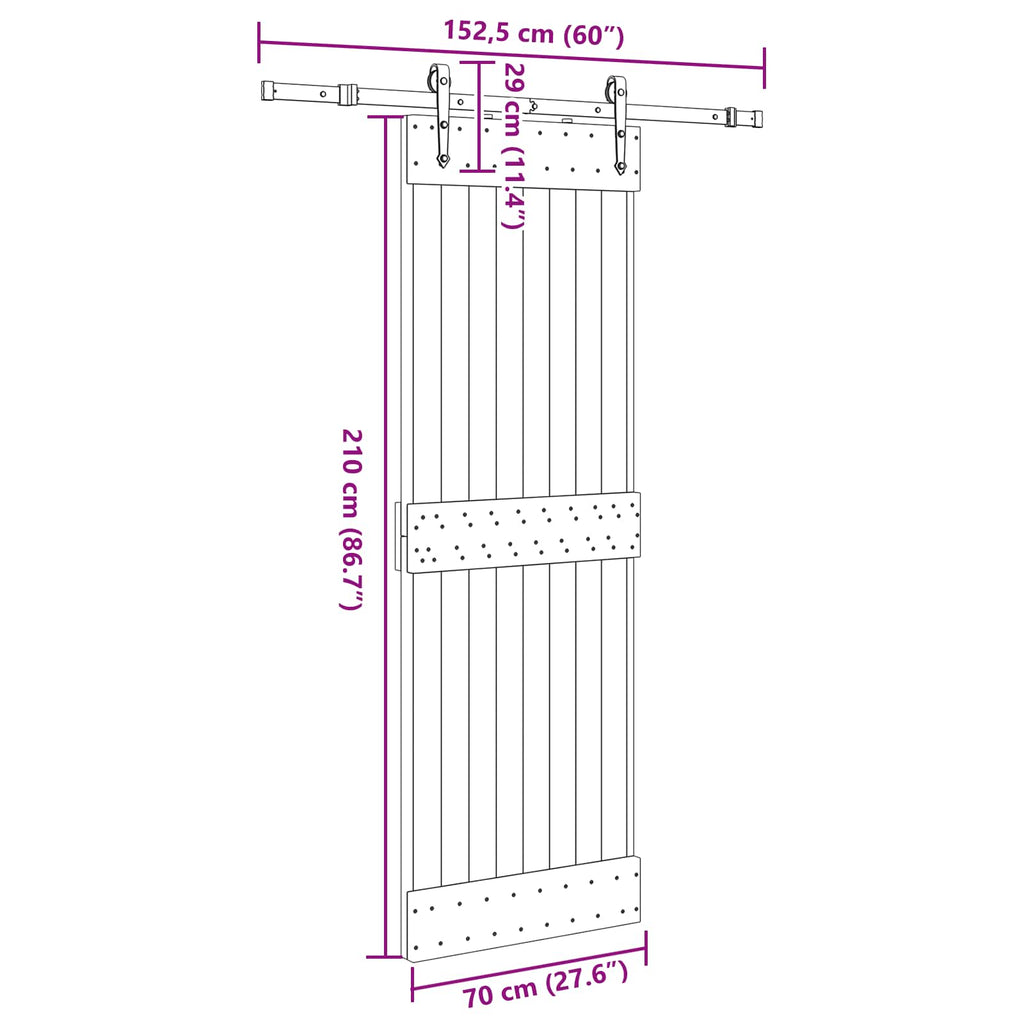 vidaXL Drzwi przesuwne NARVIK 70 x 210 cm (152,5 cm)