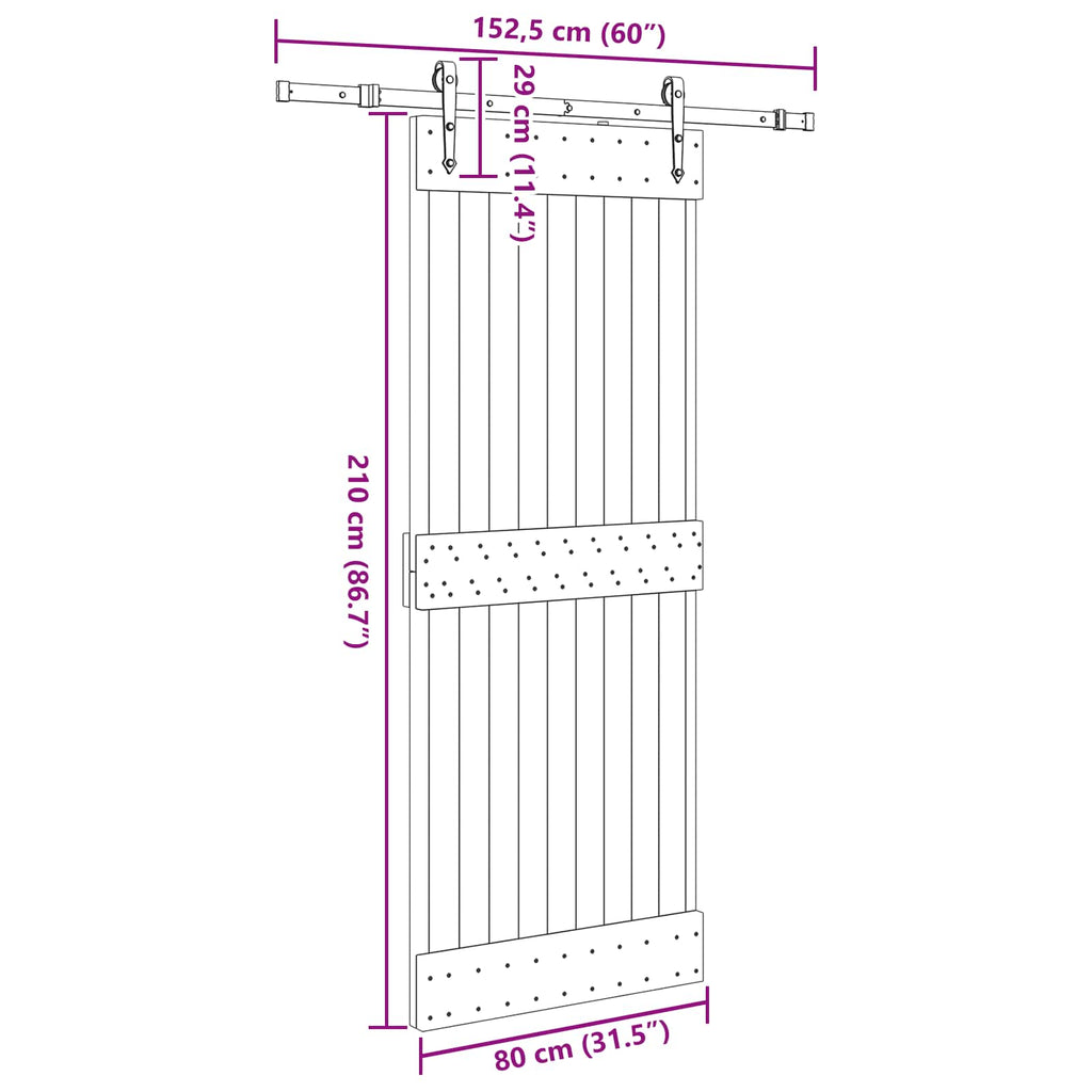 vidaXL Drzwi przesuwne NARVIK 80 x 210 cm (152,5 cm)
