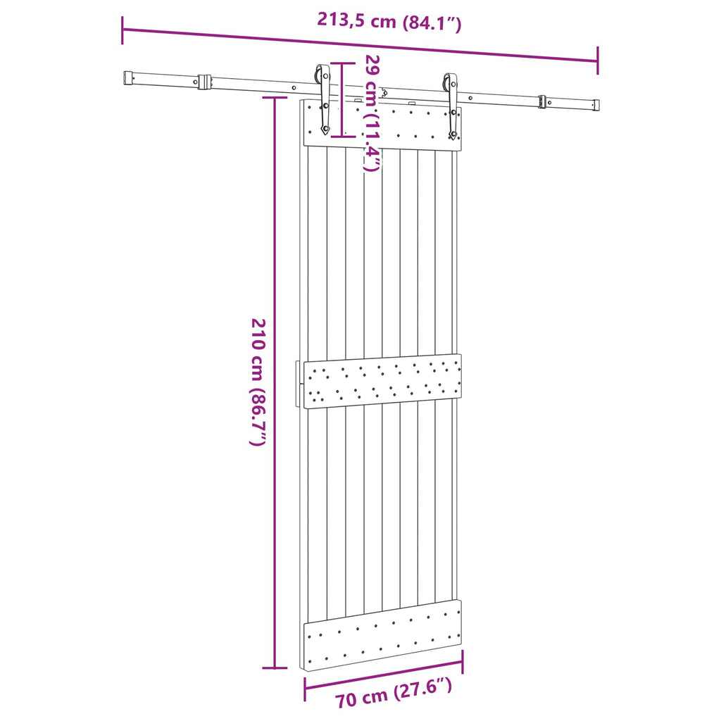 vidaXL Drzwi przesuwne NARVIK 70 x 210 cm (213,5 cm)