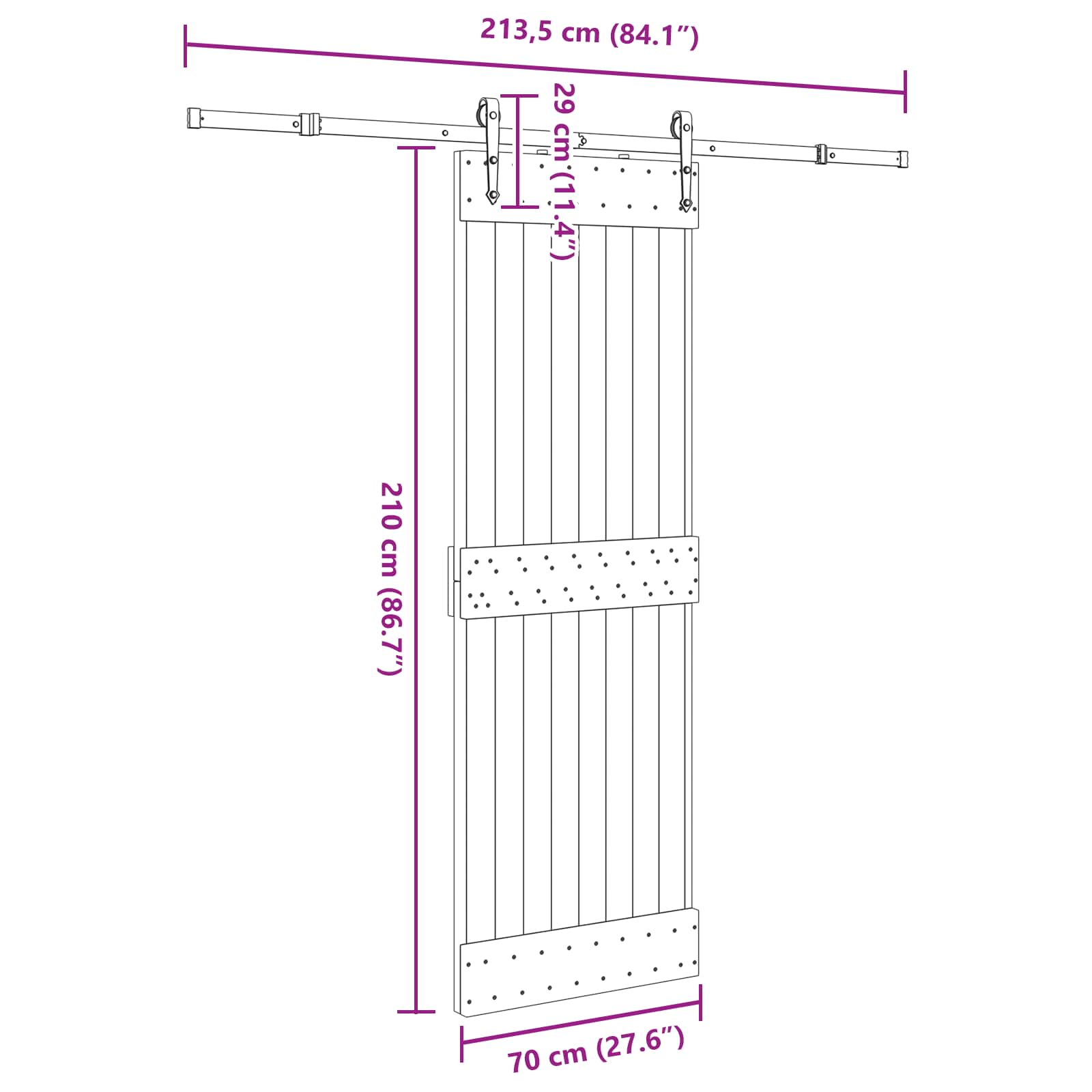 vidaXL Drzwi przesuwne NARVIK 70 x 210 cm (213,5 cm)