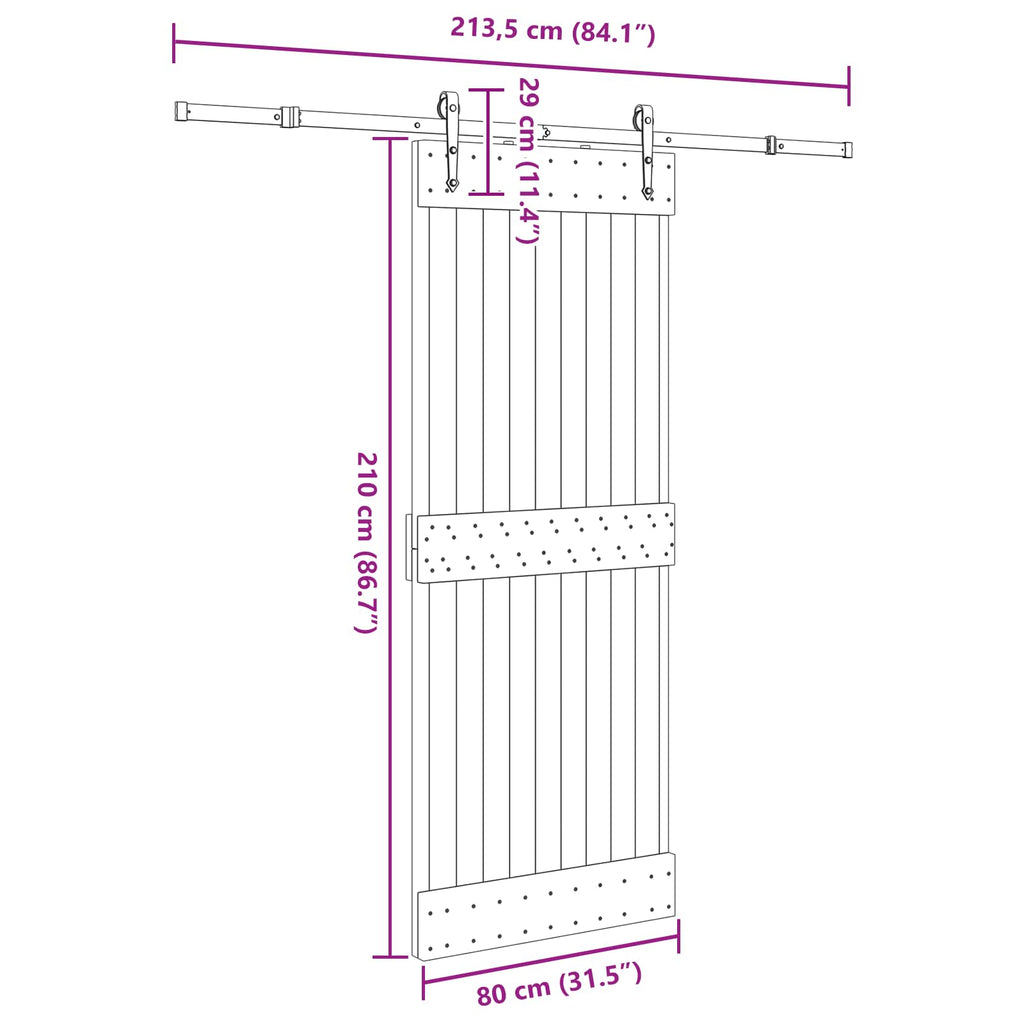 vidaXL Drzwi przesuwne NARVIK 80 x 210 cm (213,5 cm)