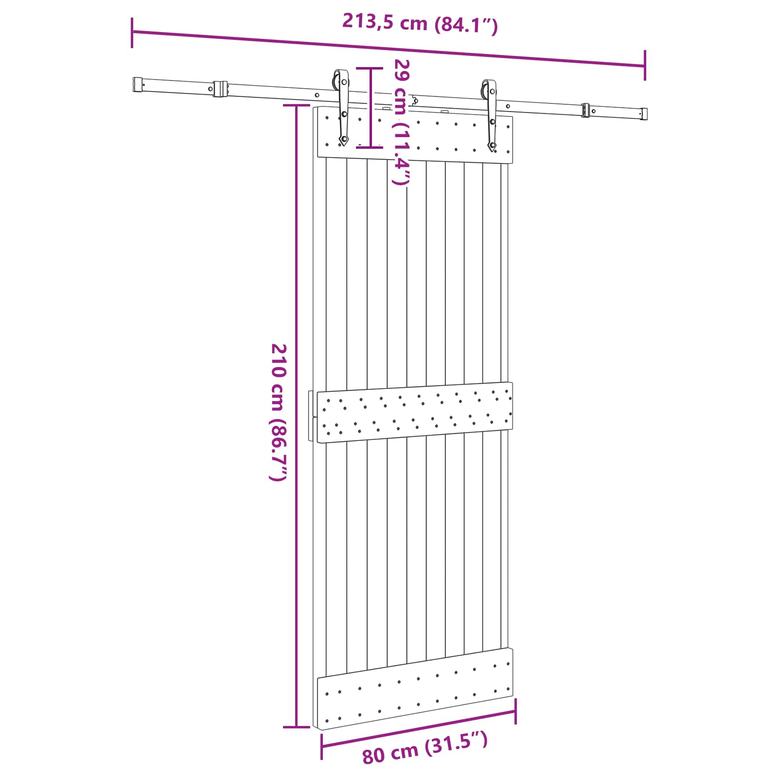 vidaXL Drzwi przesuwne NARVIK 80 x 210 cm (213,5 cm)