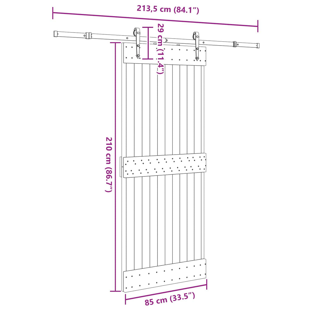 vidaXL Drzwi przesuwne NARVIK 85 x 210 cm (213,5 cm)