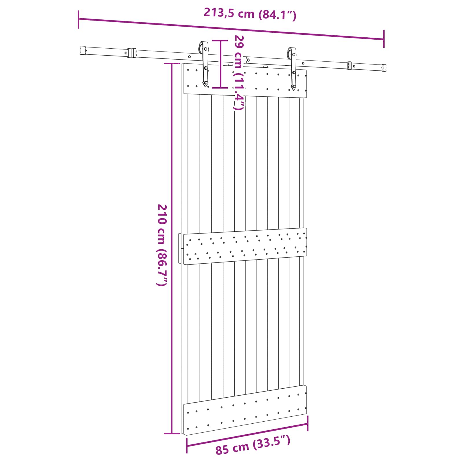 vidaXL Drzwi przesuwne NARVIK 85 x 210 cm (213,5 cm)