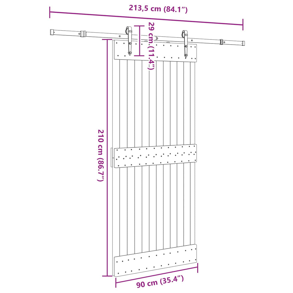 vidaXL Drzwi przesuwne NARVIK 90 x 210 cm (213,5 cm)