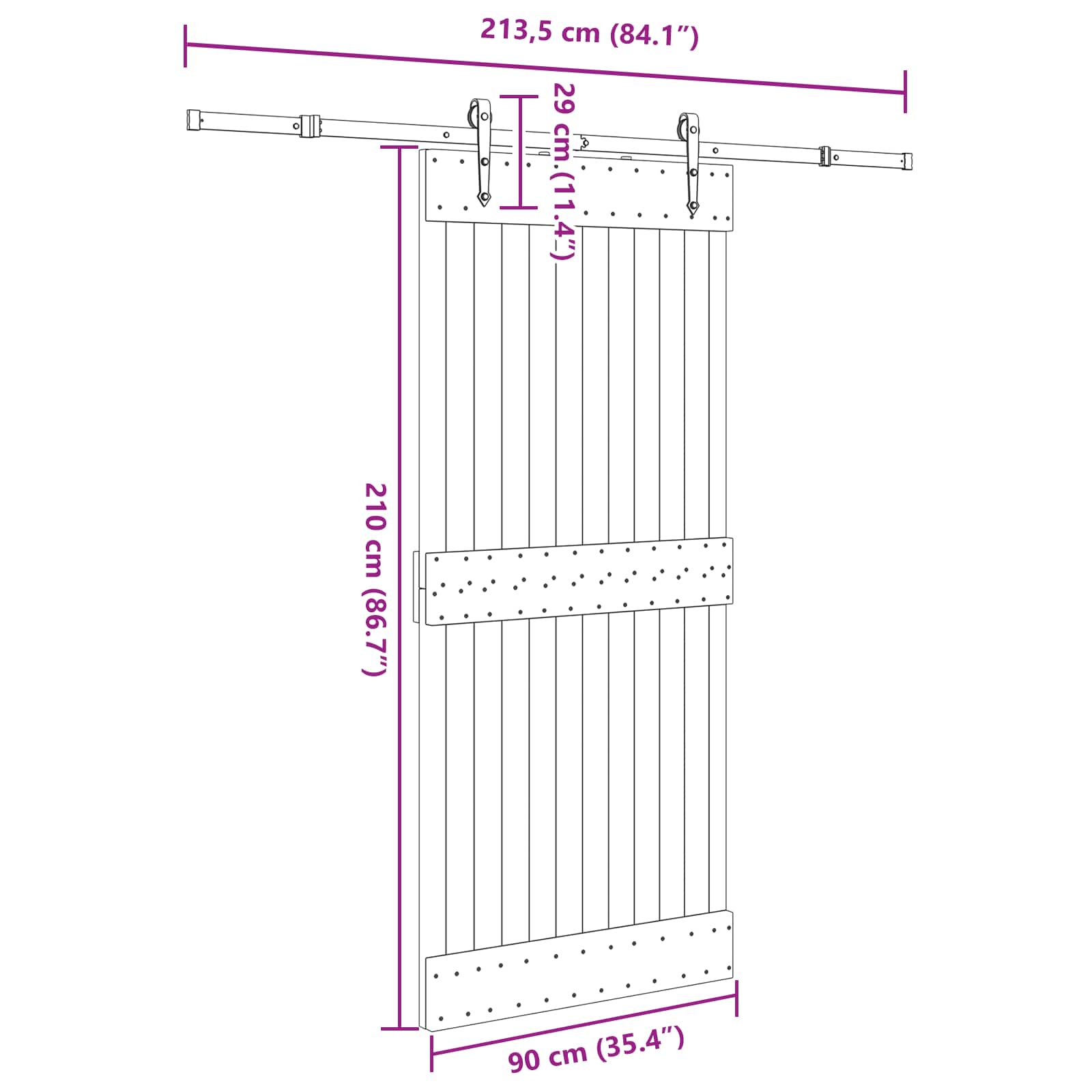 vidaXL Drzwi przesuwne NARVIK 90 x 210 cm (213,5 cm)