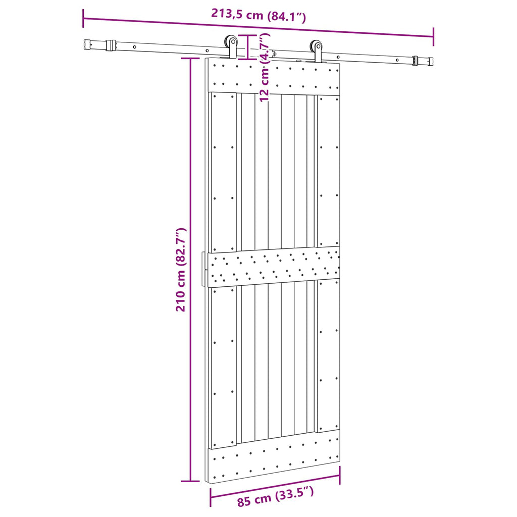 vidaXL Drzwi przesuwne NARVIK 85 x 210 cm (213,5 cm)