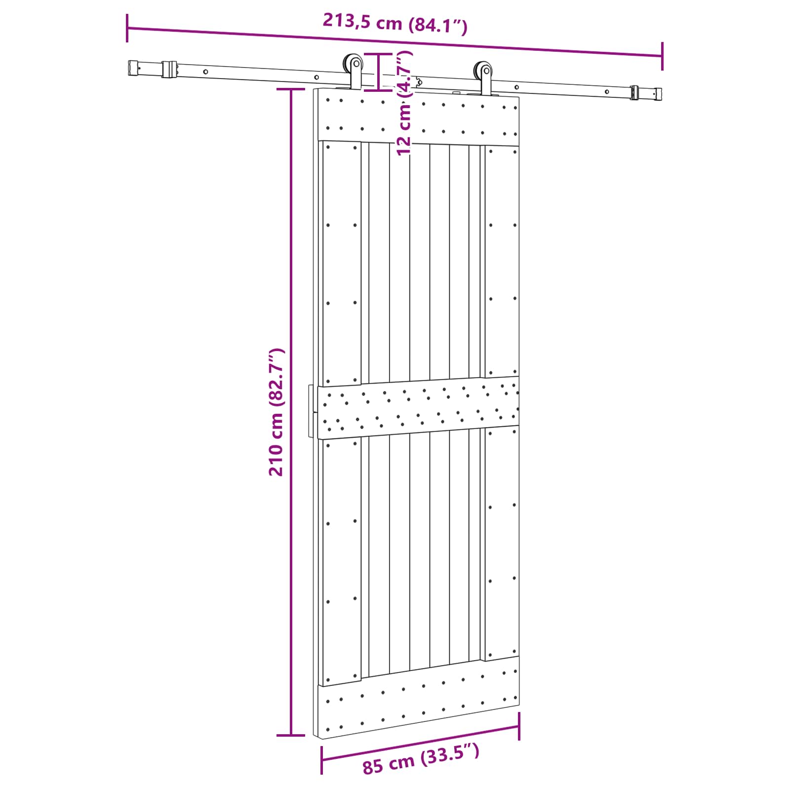 vidaXL Drzwi przesuwne NARVIK 85 x 210 cm (213,5 cm)