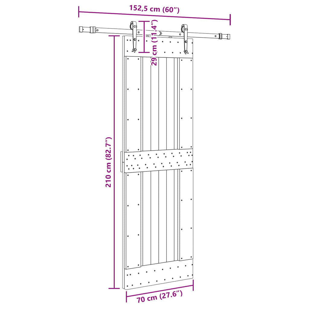 vidaXL Drzwi przesuwne NARVIK 70 x 210 cm (152,5 cm)