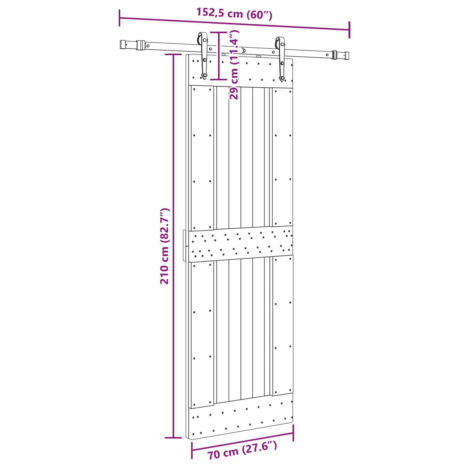 vidaXL Drzwi przesuwne NARVIK 70 x 210 cm (152,5 cm)