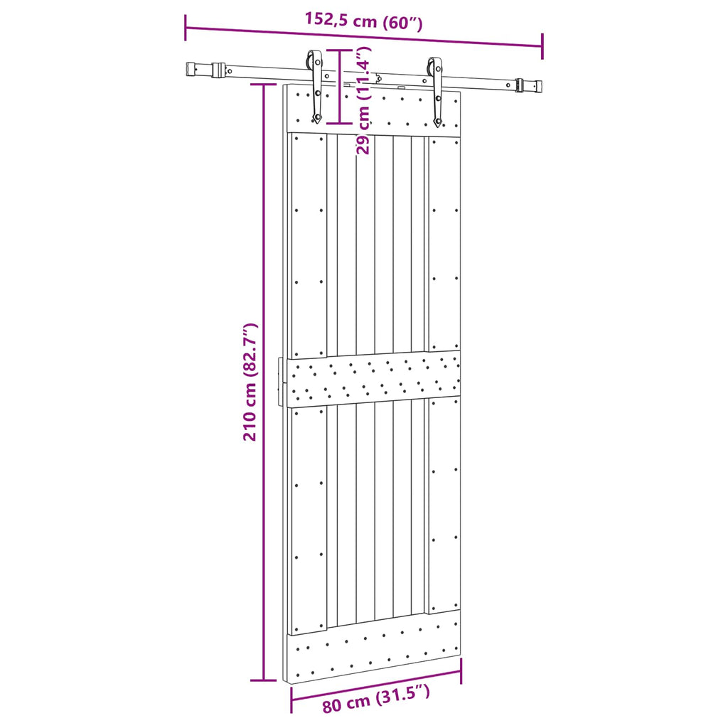 vidaXL Drzwi przesuwne NARVIK 80 x 210 cm (152,5 cm)