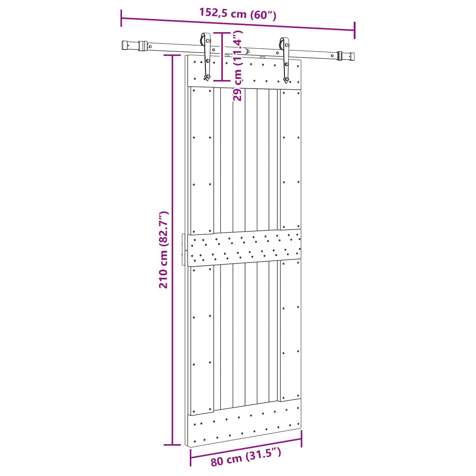 vidaXL Drzwi przesuwne NARVIK 80 x 210 cm (152,5 cm)