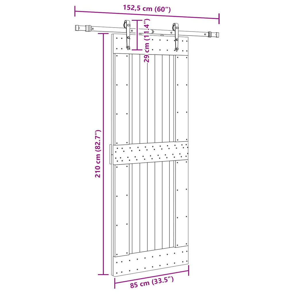 vidaXL Drzwi przesuwne NARVIK 85 x 210 cm (152,5 cm)