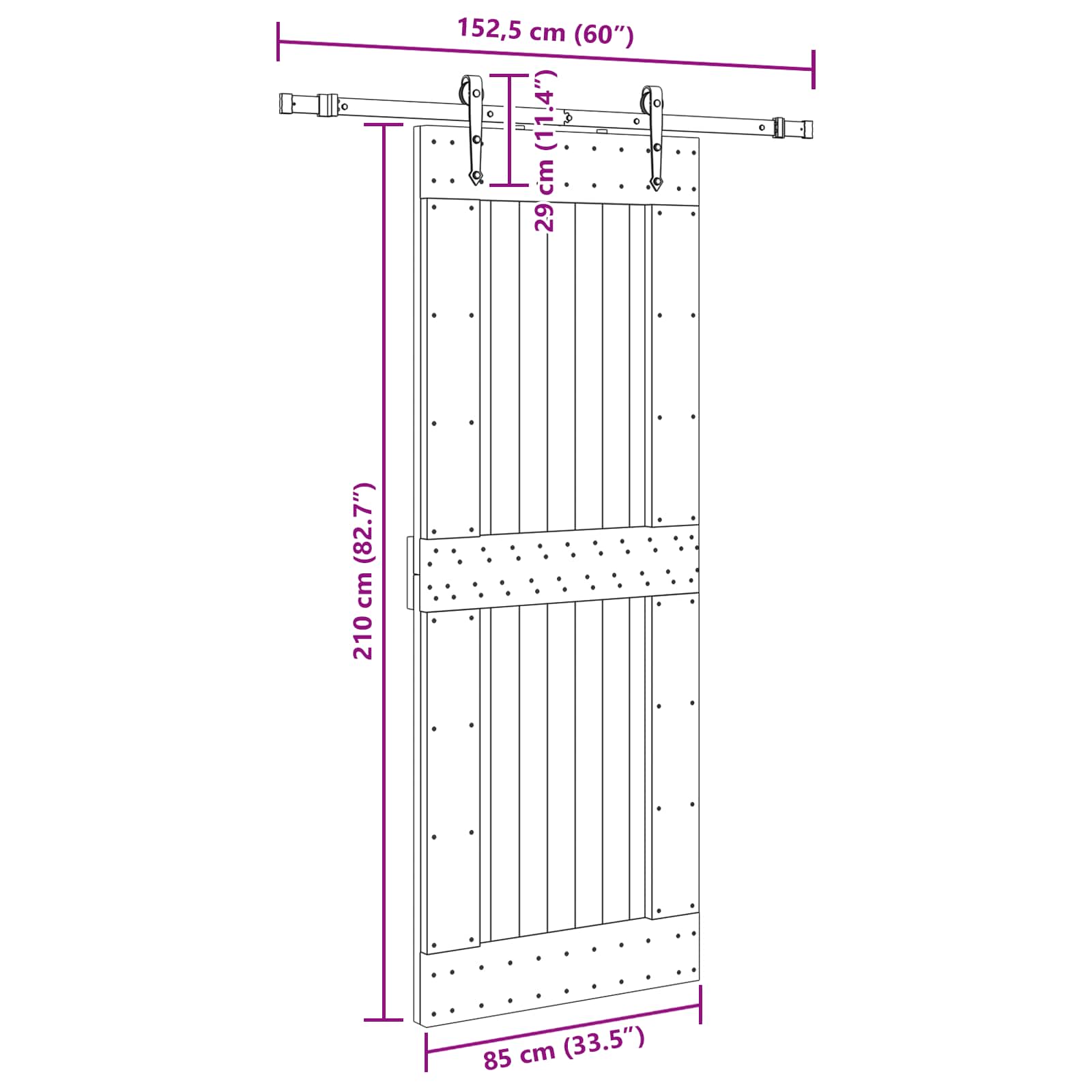 vidaXL Drzwi przesuwne NARVIK 85 x 210 cm (152,5 cm)