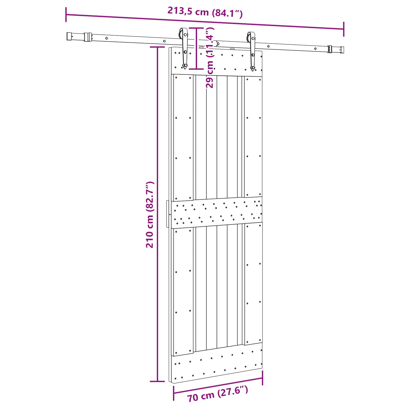 vidaXL Drzwi przesuwne NARVIK 70 x 210 cm (213,5 cm)