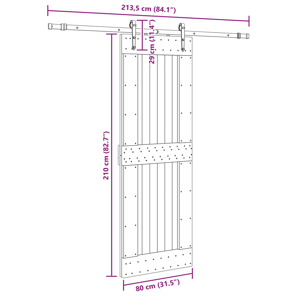 vidaXL Drzwi przesuwne NARVIK 80 x 210 cm (213,5 cm)