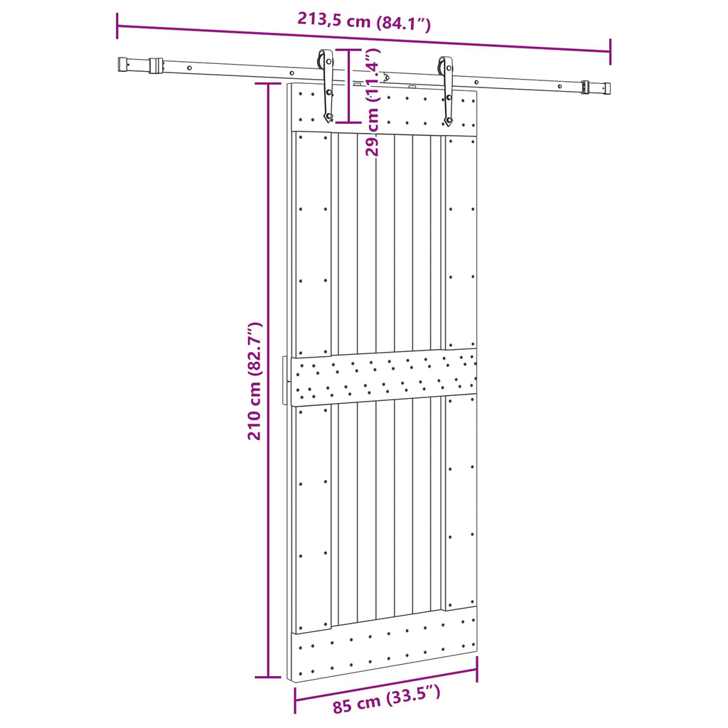 vidaXL Drzwi przesuwne NARVIK 85 x 210 cm (213,5 cm)