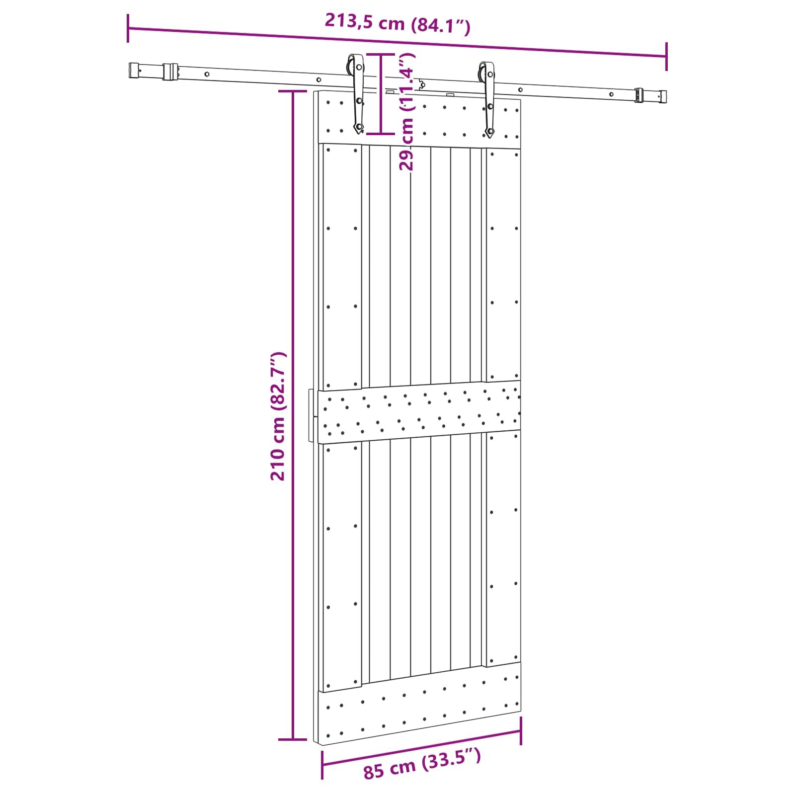 vidaXL Drzwi przesuwne NARVIK 85 x 210 cm (213,5 cm)