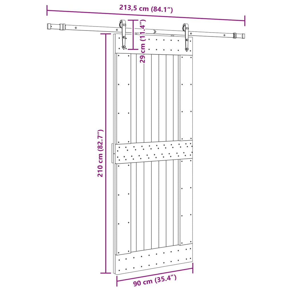 vidaXL Drzwi przesuwne NARVIK 90 x 210 cm (213,5 cm)