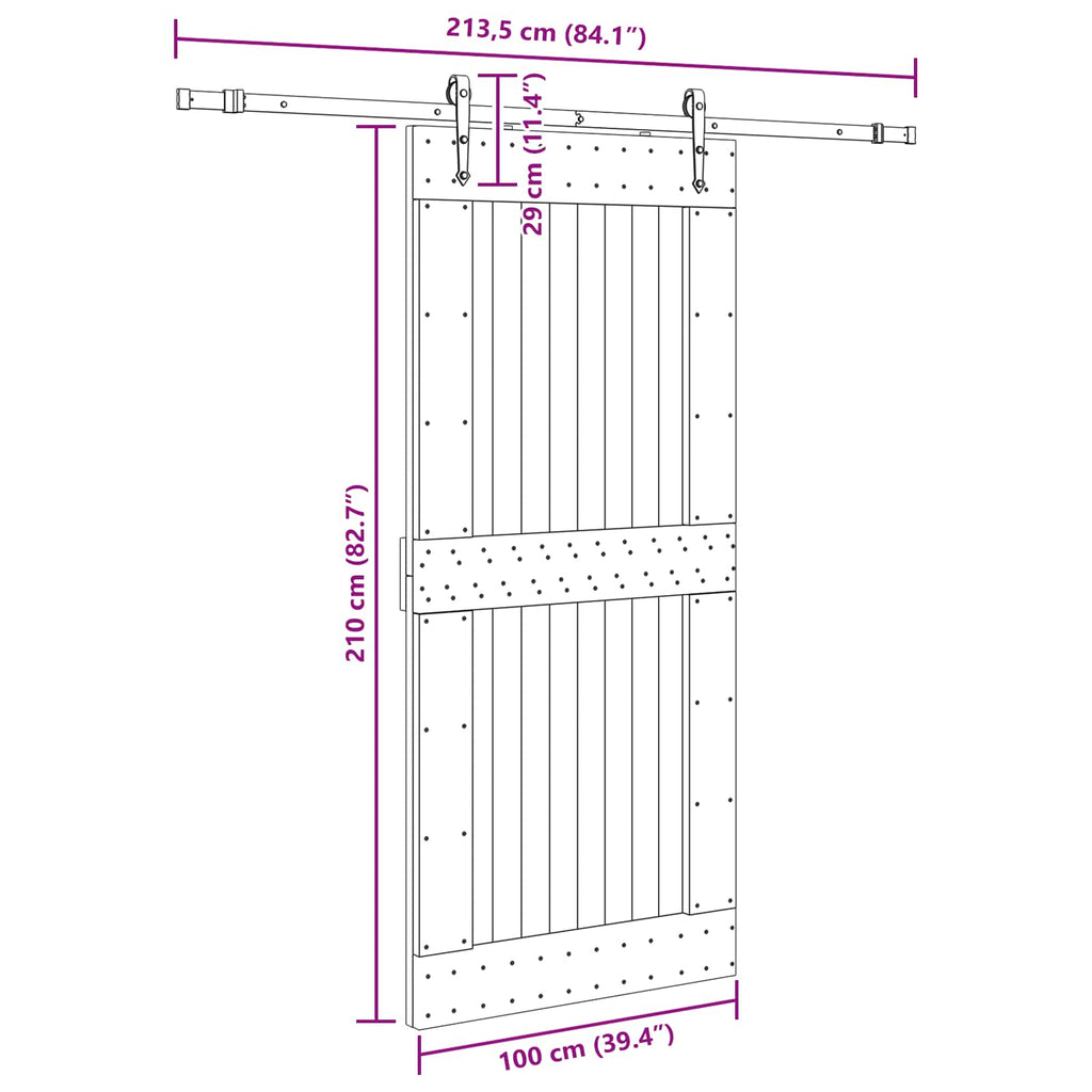 vidaXL Drzwi przesuwne NARVIK 100 x 210 cm (213,5 cm)
