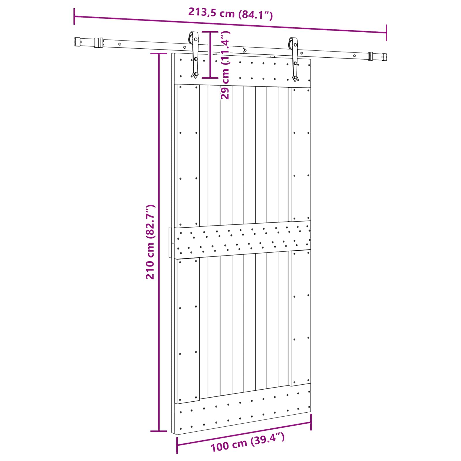 vidaXL Drzwi przesuwne NARVIK 100 x 210 cm (213,5 cm)