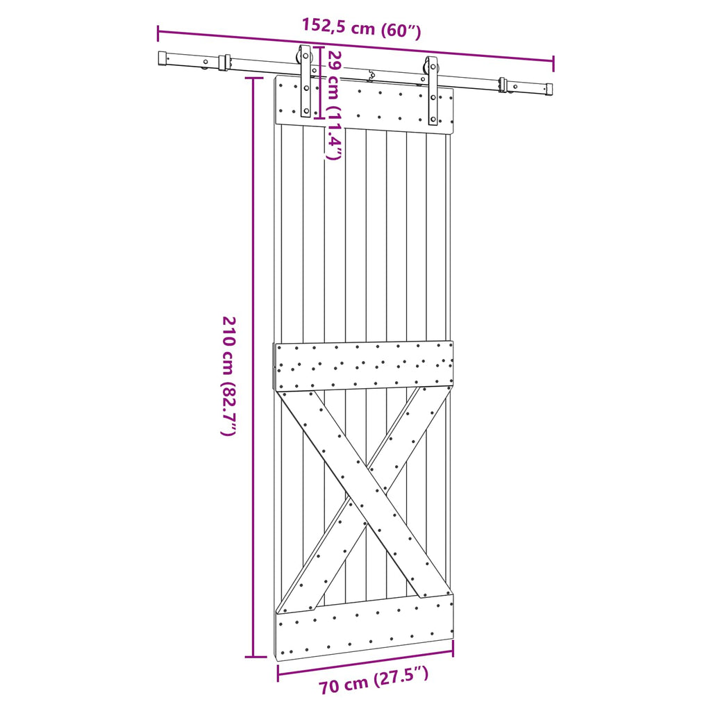 vidaXL Drzwi przesuwne NARVIK 70 x 210 cm (152,5 cm)