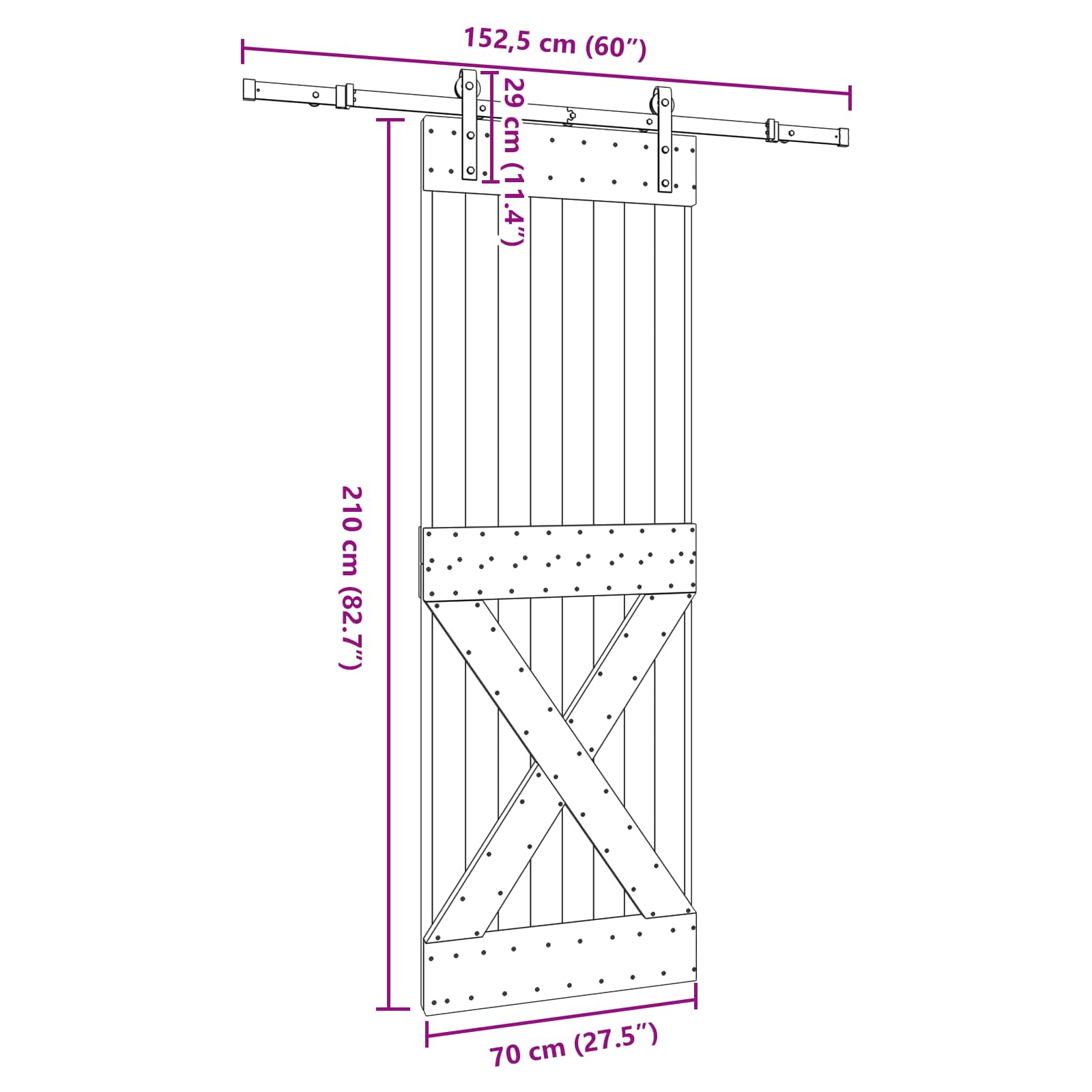 vidaXL Drzwi przesuwne NARVIK 70 x 210 cm (152,5 cm)