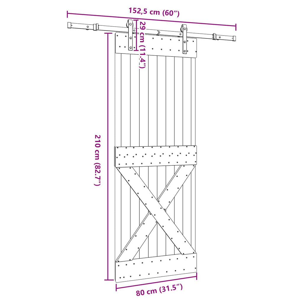 vidaXL Drzwi przesuwne NARVIK 80 x 210 cm (152,5 cm)