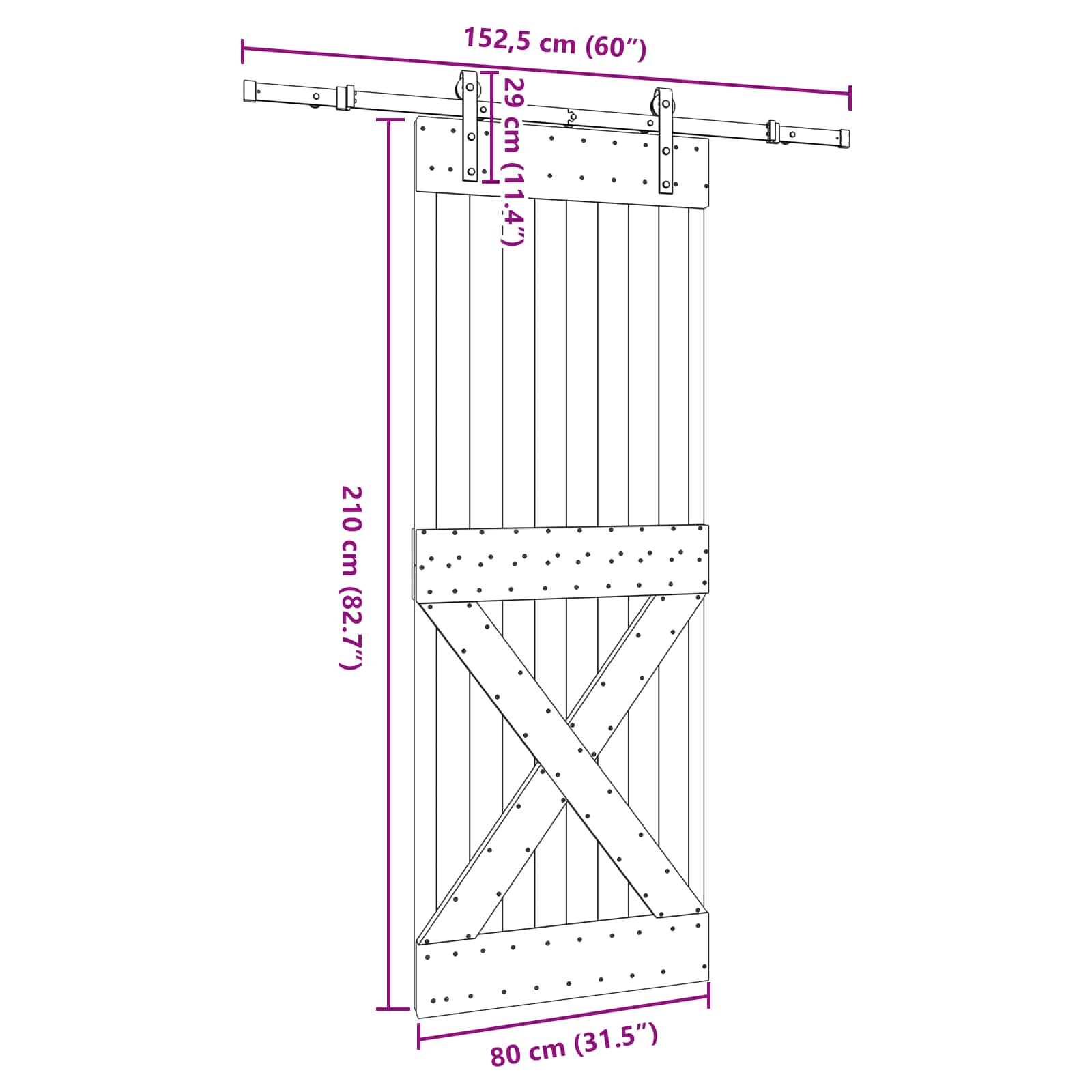 vidaXL Drzwi przesuwne NARVIK 80 x 210 cm (152,5 cm)